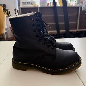 Dr. Martens Iconic 1460 Serena Faux Fur-Lined Boots Heritage Grunge Boho Combat